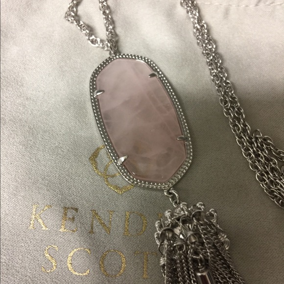 Kendra Scott Rose Quartz Rayne Necklace New - Picture 5 of 6